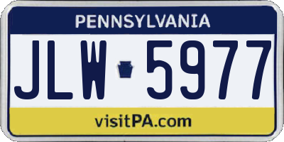 PA license plate JLW5977