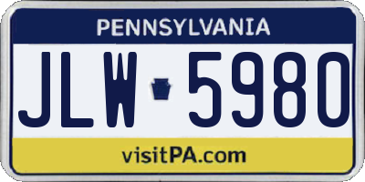 PA license plate JLW5980