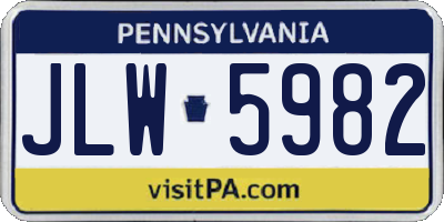 PA license plate JLW5982