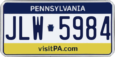 PA license plate JLW5984