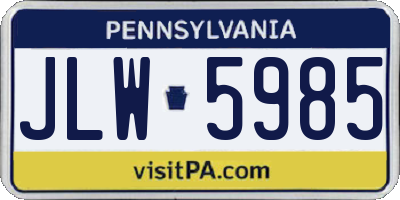 PA license plate JLW5985