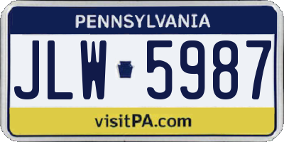 PA license plate JLW5987