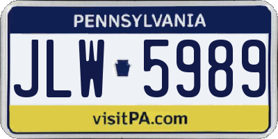 PA license plate JLW5989