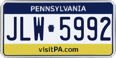 PA license plate JLW5992