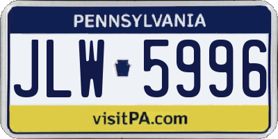 PA license plate JLW5996