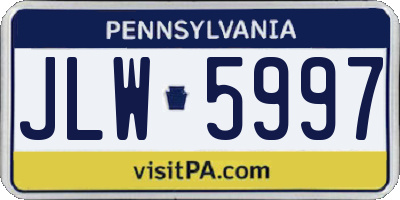 PA license plate JLW5997
