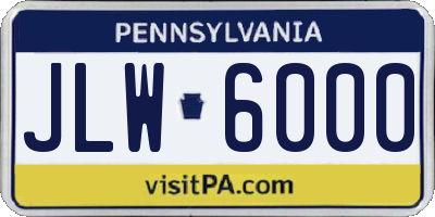 PA license plate JLW6000