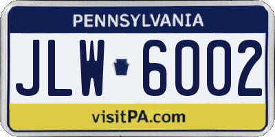 PA license plate JLW6002