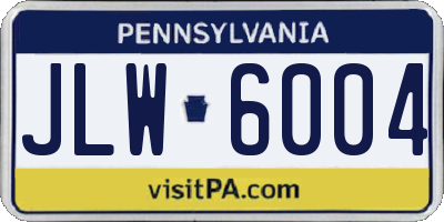 PA license plate JLW6004