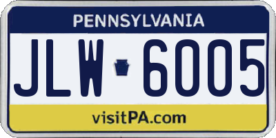PA license plate JLW6005