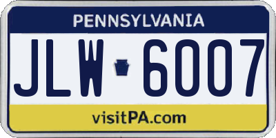 PA license plate JLW6007
