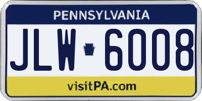 PA license plate JLW6008
