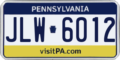 PA license plate JLW6012