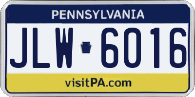PA license plate JLW6016