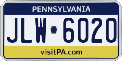 PA license plate JLW6020