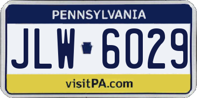 PA license plate JLW6029