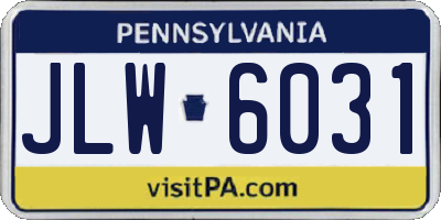 PA license plate JLW6031