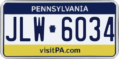 PA license plate JLW6034