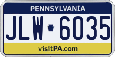 PA license plate JLW6035