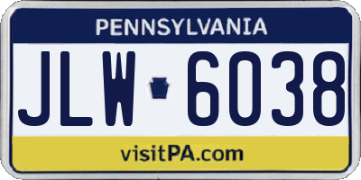 PA license plate JLW6038