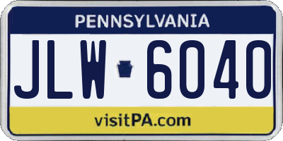 PA license plate JLW6040