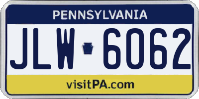 PA license plate JLW6062