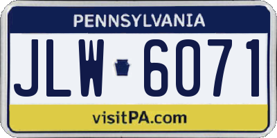 PA license plate JLW6071