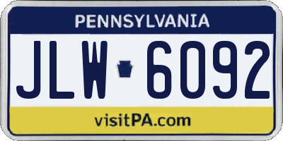 PA license plate JLW6092