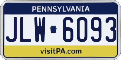 PA license plate JLW6093