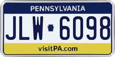 PA license plate JLW6098