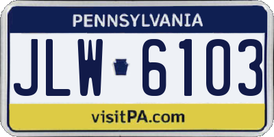 PA license plate JLW6103
