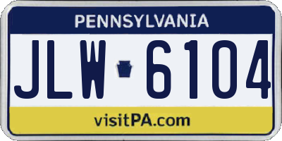 PA license plate JLW6104