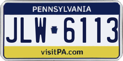 PA license plate JLW6113