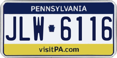 PA license plate JLW6116