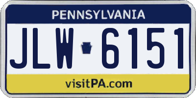 PA license plate JLW6151