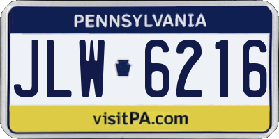 PA license plate JLW6216