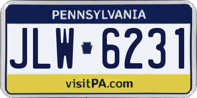 PA license plate JLW6231