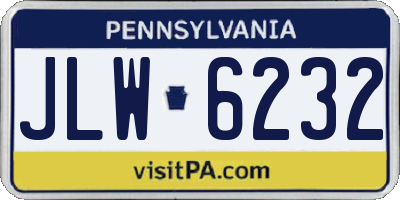 PA license plate JLW6232