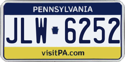PA license plate JLW6252