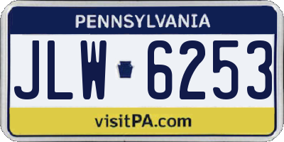 PA license plate JLW6253