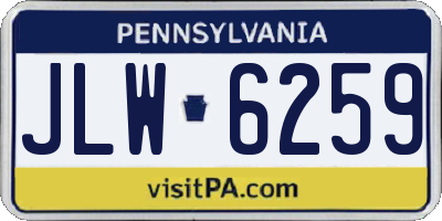 PA license plate JLW6259