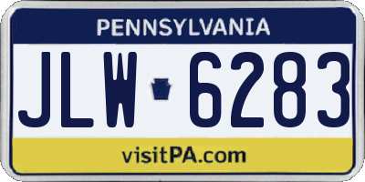 PA license plate JLW6283