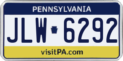 PA license plate JLW6292