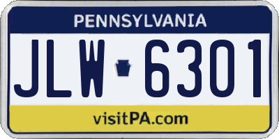 PA license plate JLW6301