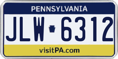 PA license plate JLW6312