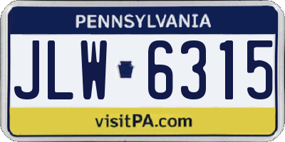 PA license plate JLW6315