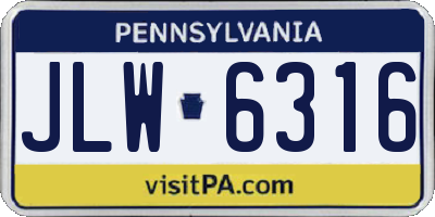 PA license plate JLW6316