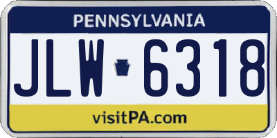 PA license plate JLW6318