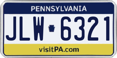 PA license plate JLW6321