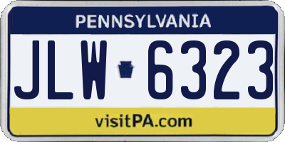 PA license plate JLW6323